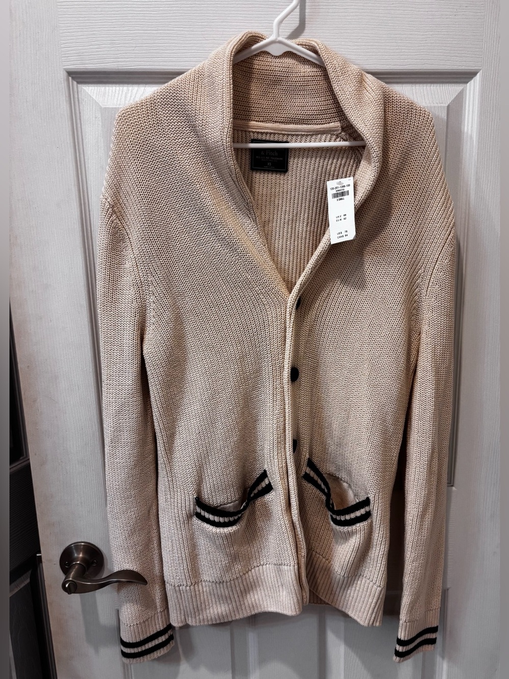 Abercrombie & Fitch Cream Shawl Collar Button Cardigan Sweater - Oversized